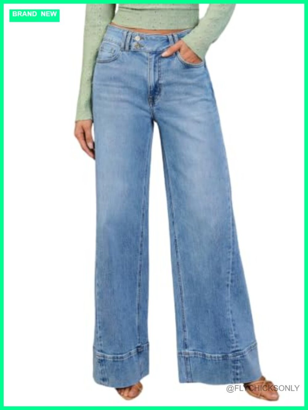 Wide Leg High Waisted Stretchy Baggy Denim Jeans